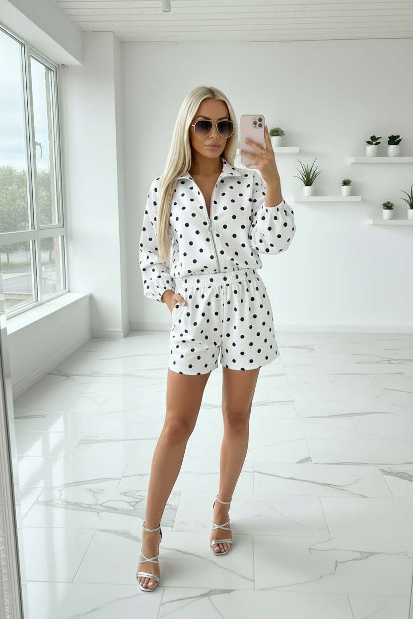 Polka Dot with Stripes Full Sleeves Short Set 🇬🇧
