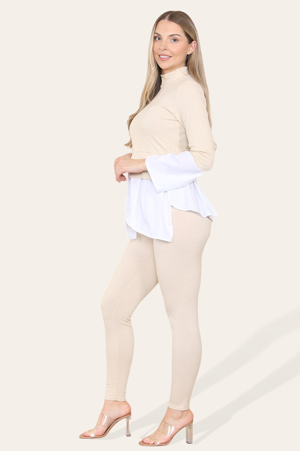 Ribbed Lounge Wear Flared Shirt and Leggings Co-Ord Set 🇬🇧