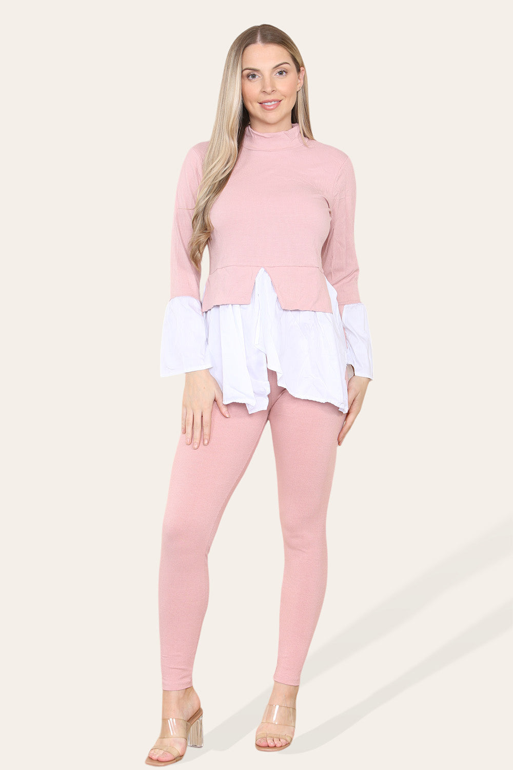 Ribbed Lounge Wear Flared Shirt and Leggings Co-Ord Set 🇬🇧