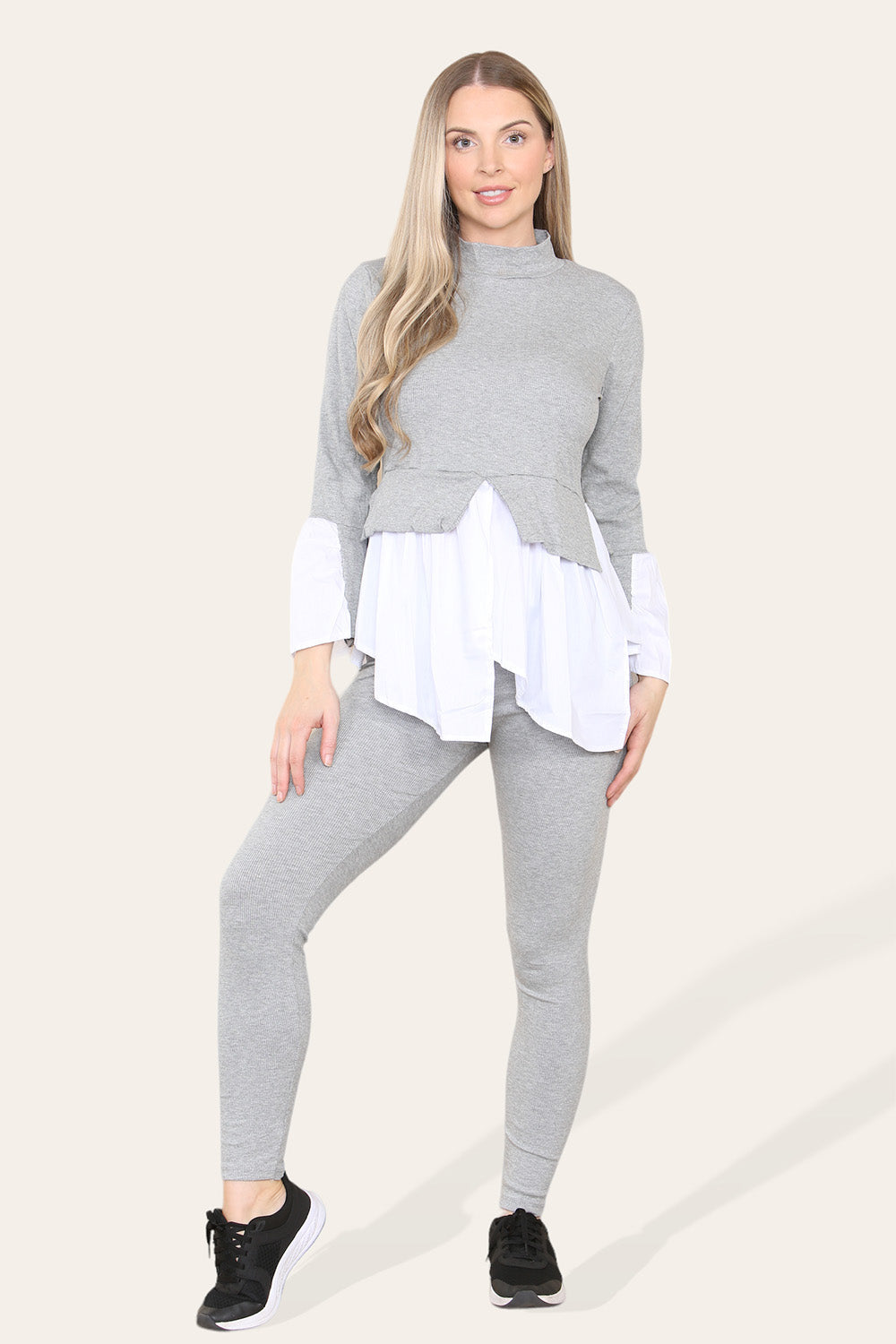 Ribbed Lounge Wear Flared Shirt and Leggings Co-Ord Set 🇬🇧