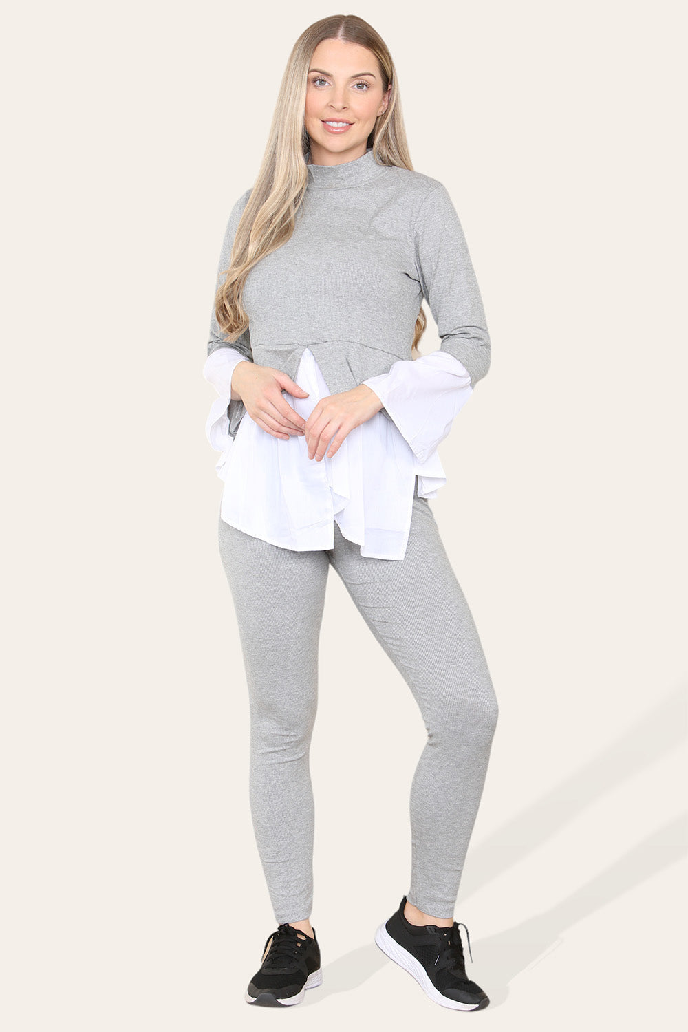 Ribbed Lounge Wear Flared Shirt and Leggings Co-Ord Set 🇬🇧