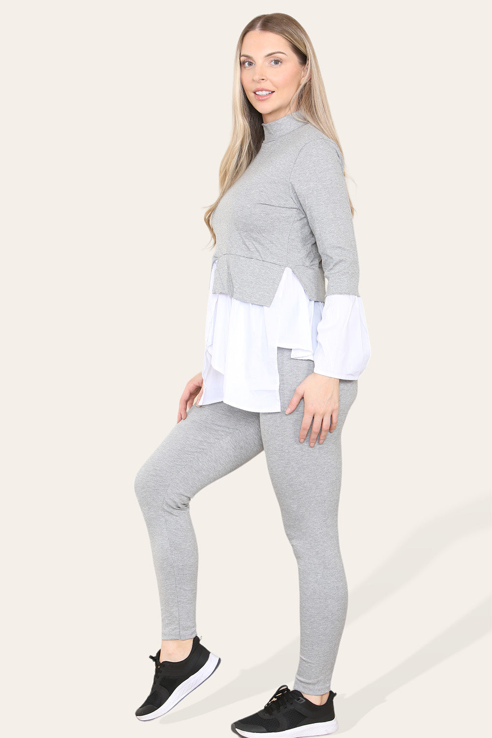 Ribbed Lounge Wear Flared Shirt and Leggings Co-Ord Set 🇬🇧