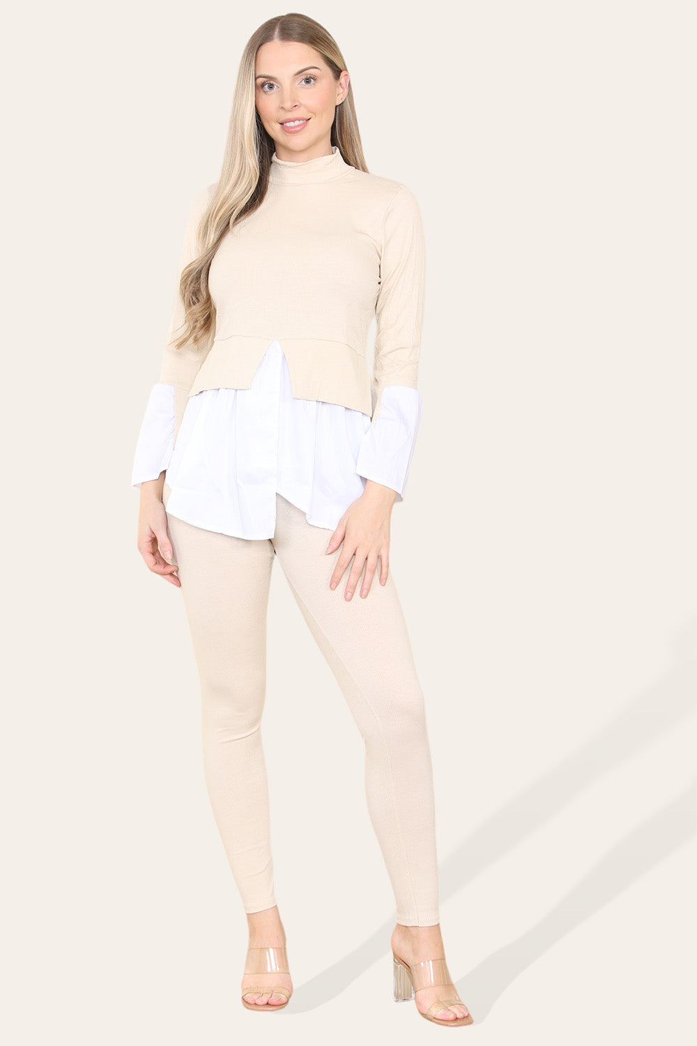 Ribbed Lounge Wear Flared Shirt and Leggings Co-Ord Set 🇬🇧