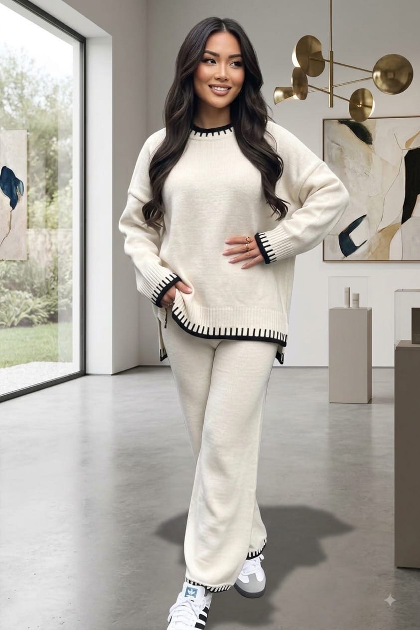 Stitched Stylish 2-Piece Knitted Lounge Comfort Co-Ord Set 🇬🇧