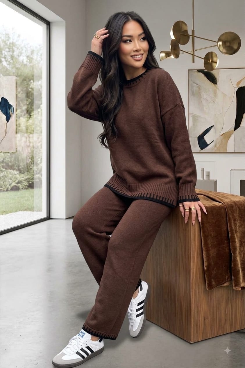 Stitched Stylish 2-Piece Knitted Lounge Comfort Co-Ord Set 🇬🇧