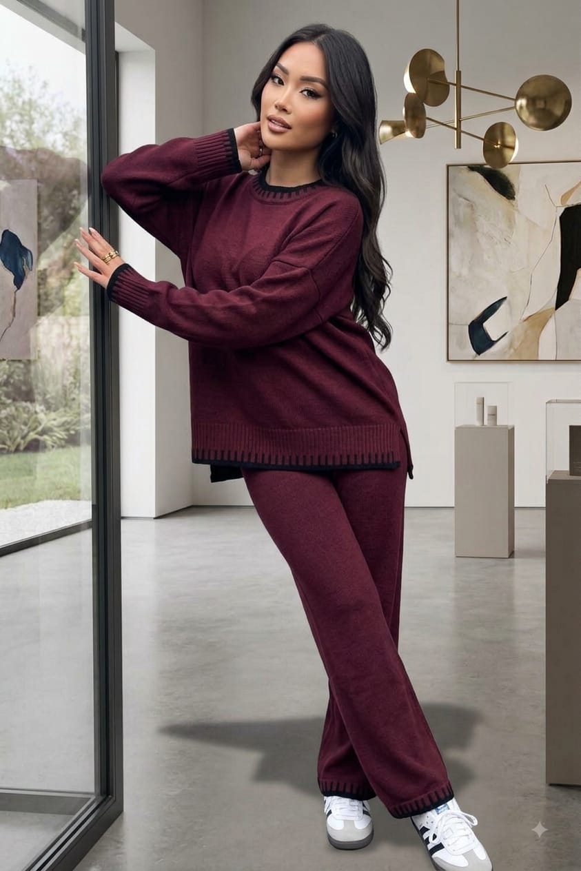 Stitched Stylish 2-Piece Knitted Lounge Comfort Co-Ord Set 🇬🇧