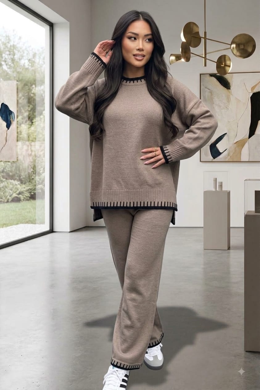 Stitched Stylish 2-Piece Knitted Lounge Comfort Co-Ord Set 🇬🇧