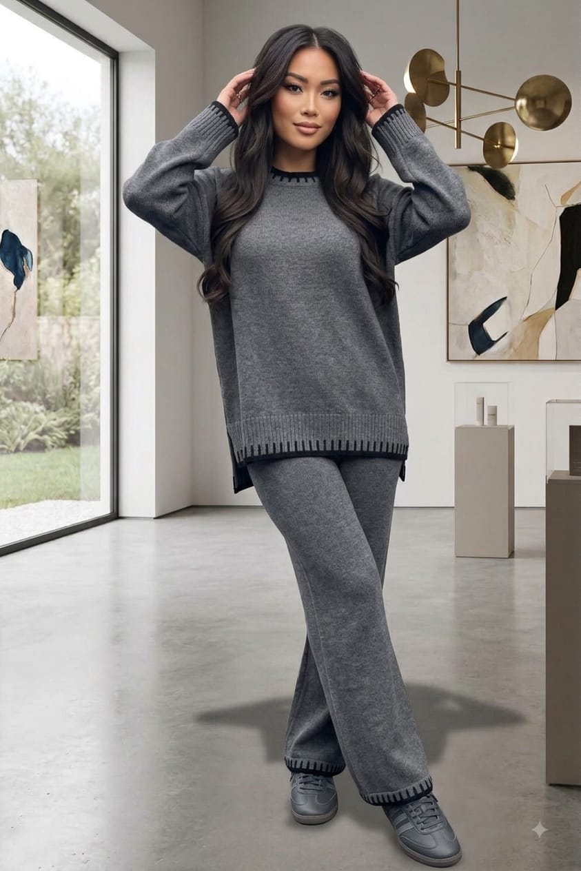 Stitched Stylish 2-Piece Knitted Lounge Comfort Co-Ord Set 🇬🇧