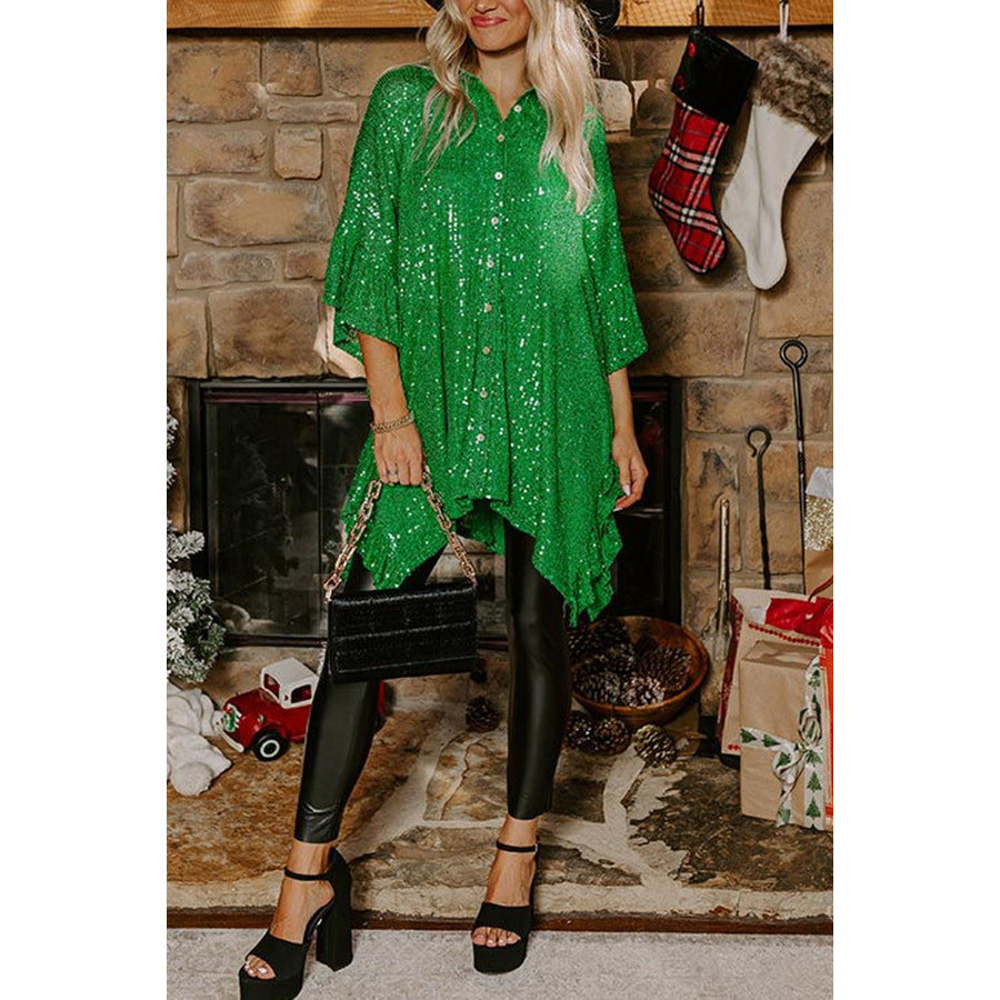 Christmas Mid-Sleeve Sequin Loose Casual Top 🇨🇳