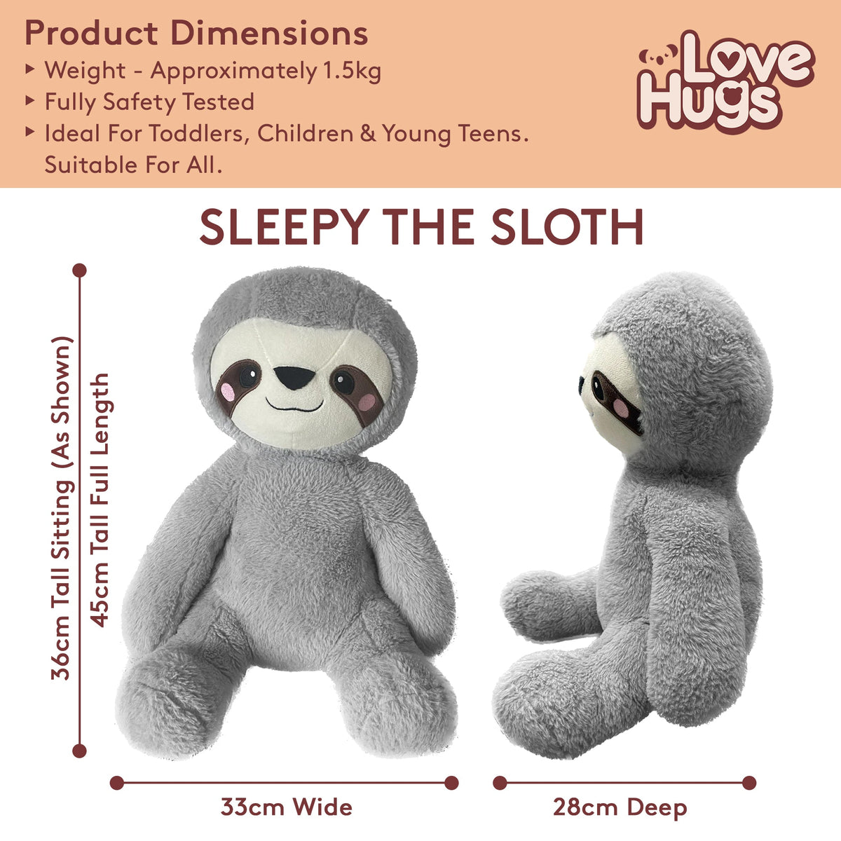 1.5kg Weighted Teddy For Anxiety - Sloth Weighted Stuffed Animal 🇬🇧