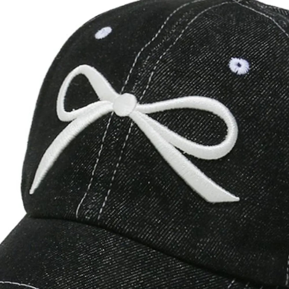 Bow Embroidered Denim Baseball Cap 🇨🇳