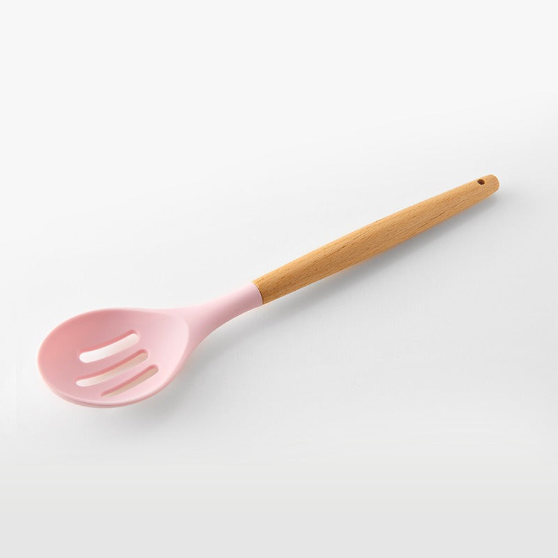 11-Piece Barreled Cooking Utensils Set With Wooden Handle Pink 🇨🇳