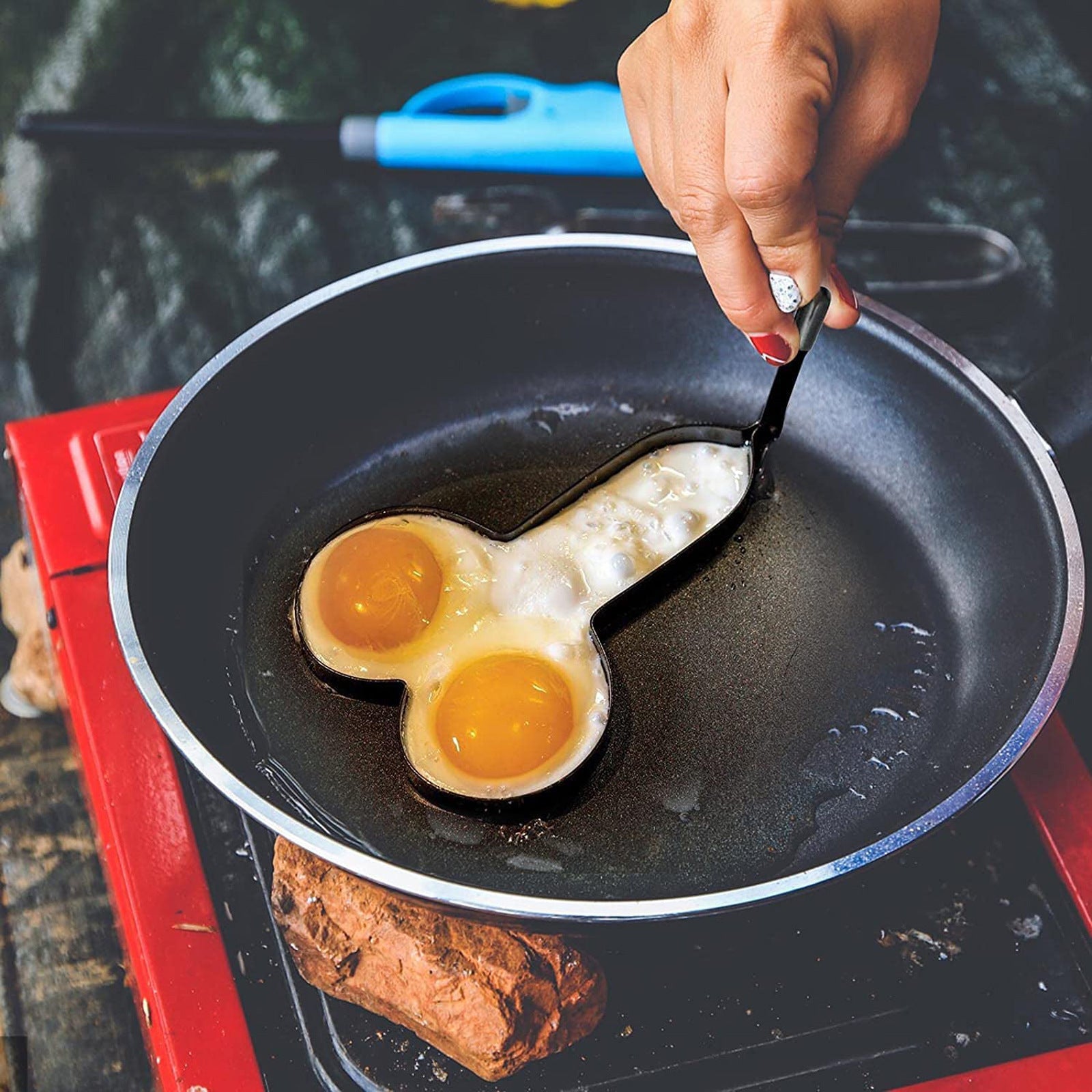 Fun Egg Maker Non-Stick Egg Ring Egg Making Moulds Omelette Moulds with Handles 🇨🇳