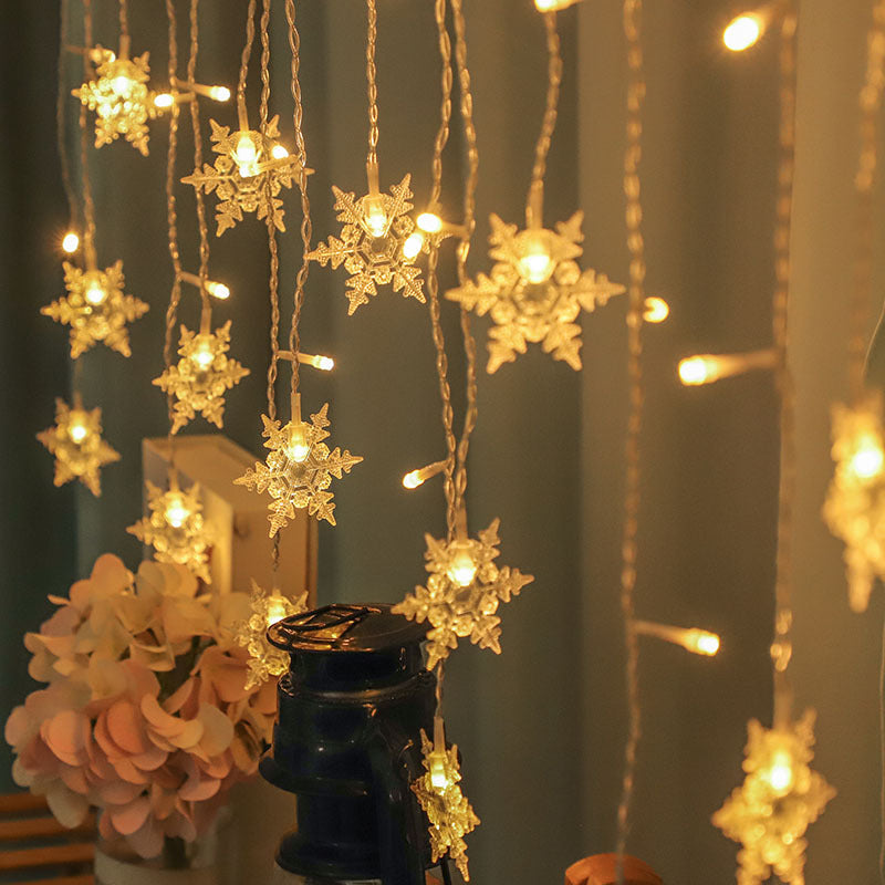 Snowflake ice strip curtain light, Christmas snowflake colored light, LED star curtain light string 🇨🇳