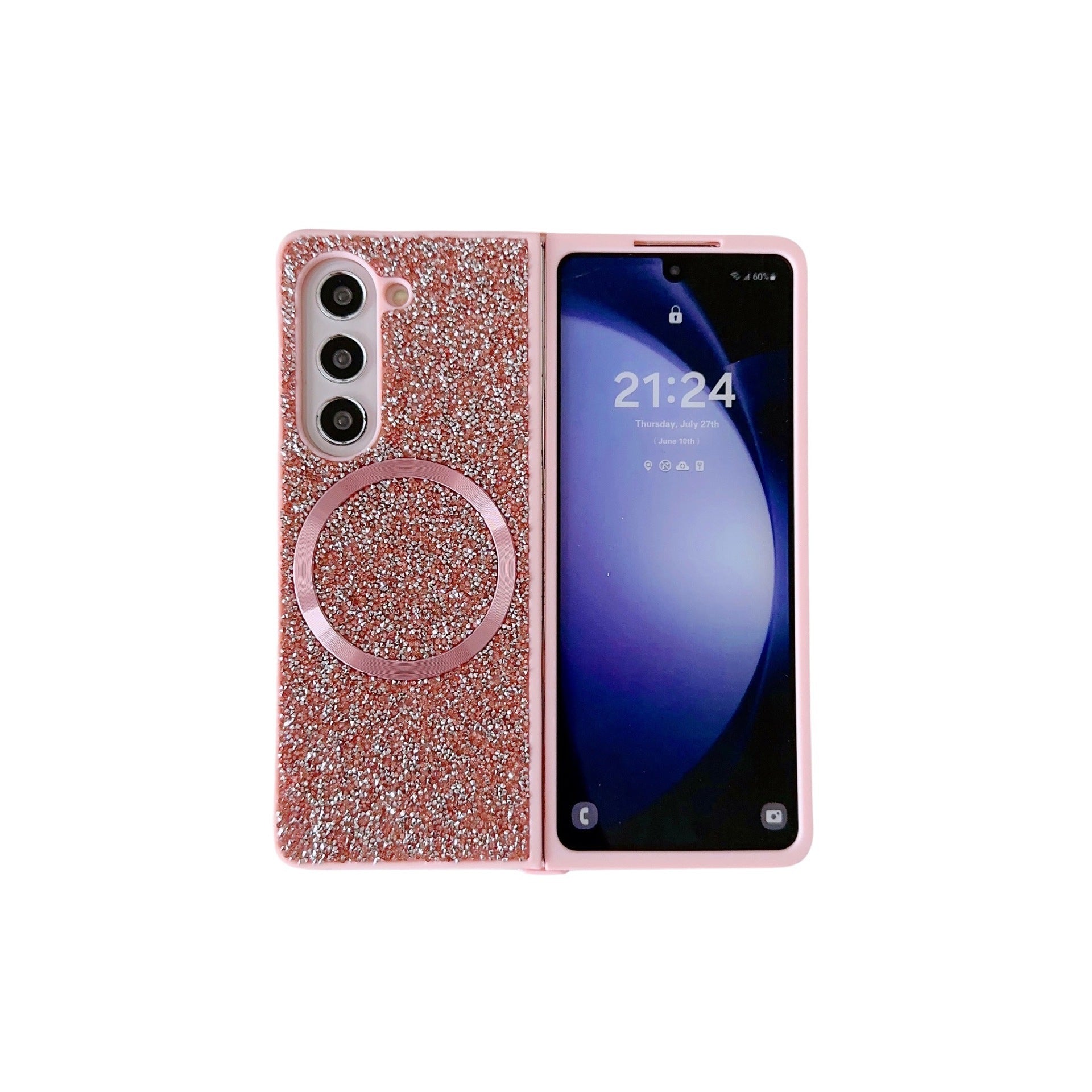 Suitable for Samsung Z Fold 6 Phone Case, Foldable Screen Z Fold 5/W24 Protective Cover, Magnetic Glitter Z Fold 3/4 Case 🇨🇳