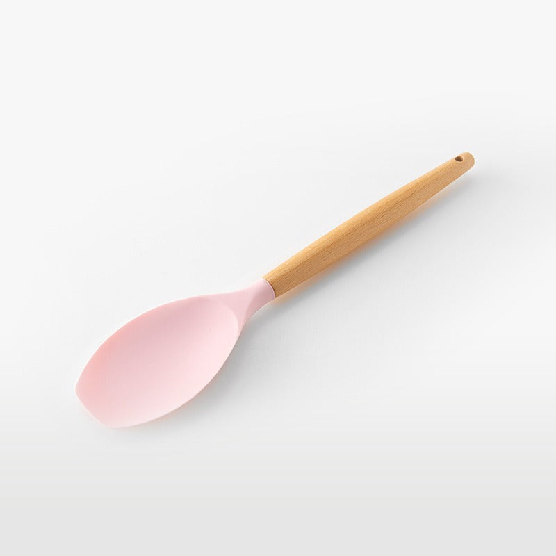 11-Piece Barreled Cooking Utensils Set With Wooden Handle Pink 🇨🇳