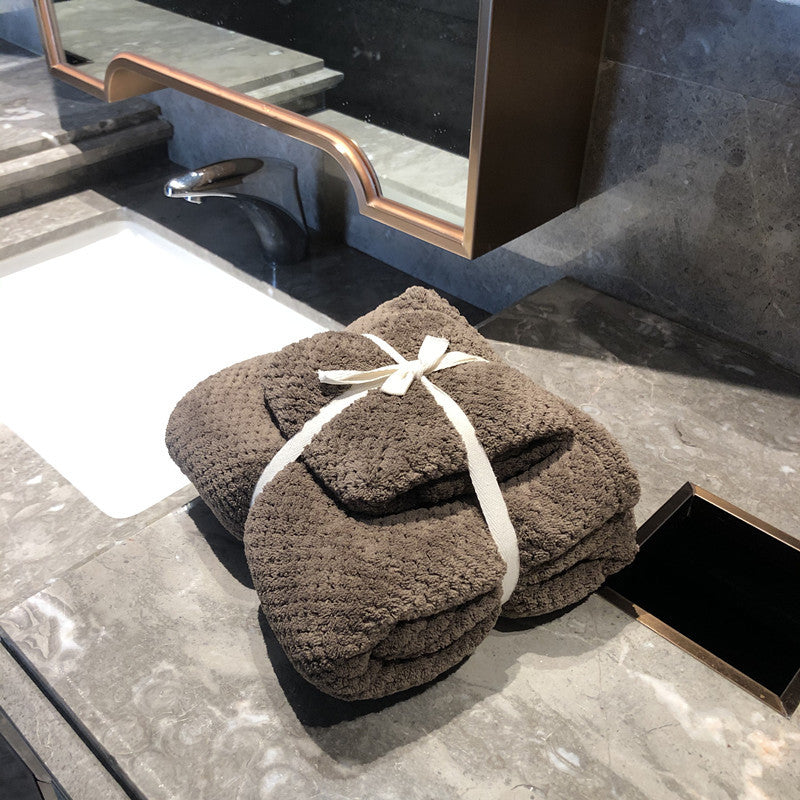 Coral Fleece Pineapple Grid Absorbent Towel Bath Towel Combination Set 🇨🇳