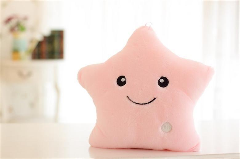34CM Creative Toy Luminous Pillow Soft Stuffed Plush Glowing Colorful Stars Cushion Led Light Toys Gift For Kids Children Girls 🇨🇳