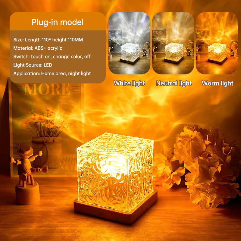 3/16 Colors Dynamic Rotating Water Ripple Projector Night Light Flame Crystal Lamp for Living Room Study Bedroom Bedside Decor 🇨🇳