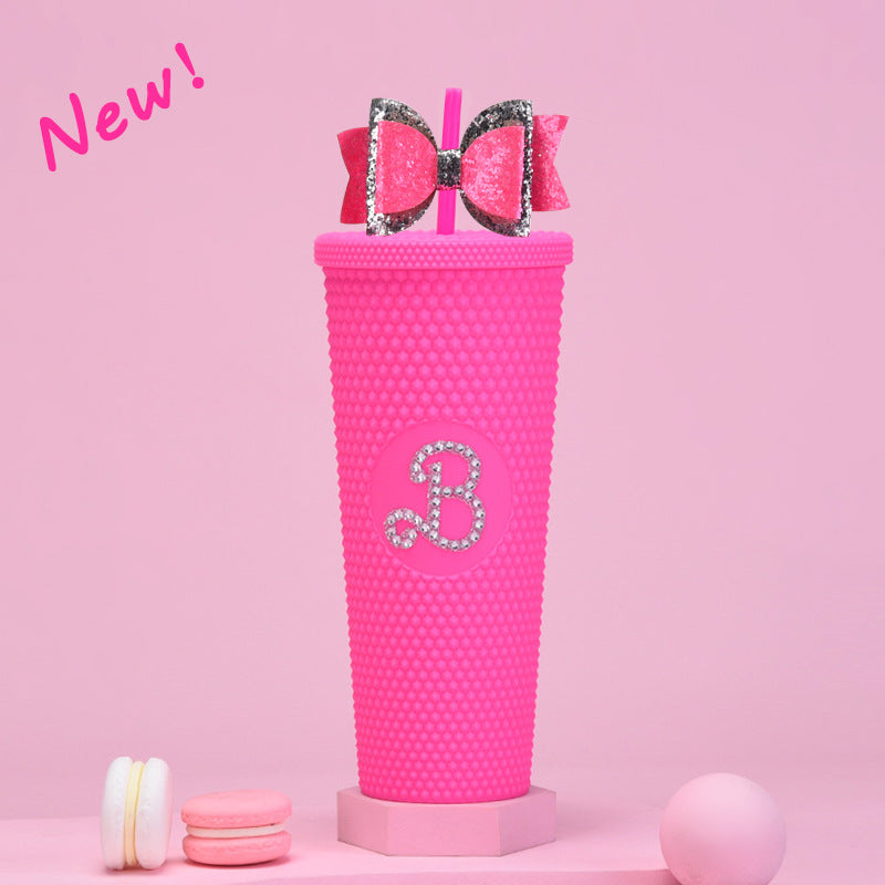 Double Layer Plastic Sippy Cup 710ml Large Capacity with Butterfly Knot 🇨🇳