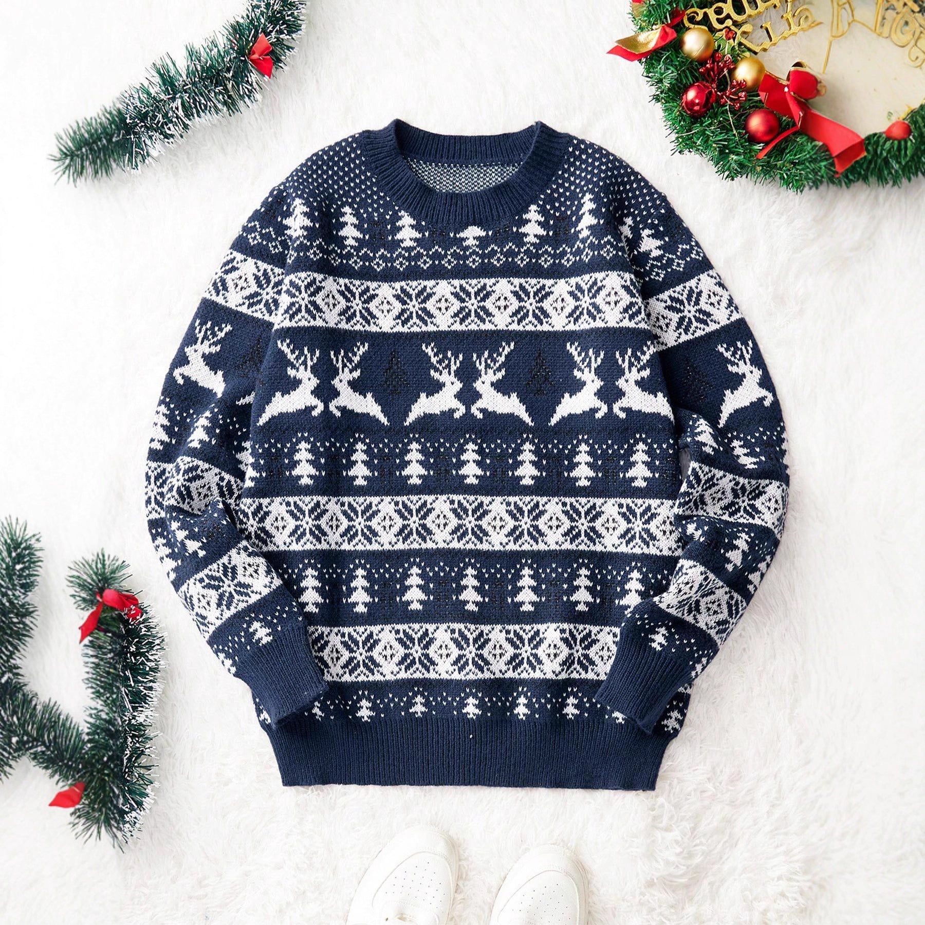 Christmas round neck loose sweater for men 🇨🇳