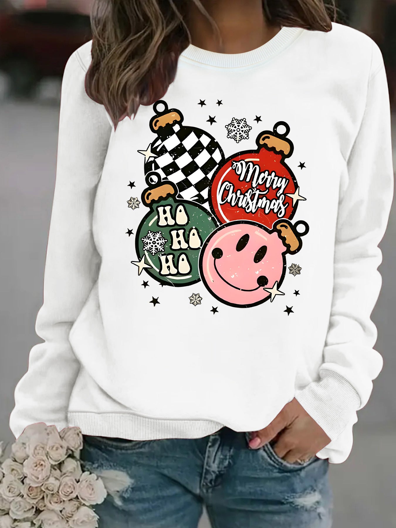 Christmas themed print sweatshirt 🇨🇳