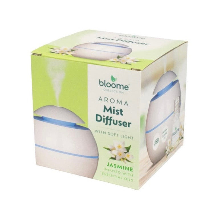 200mL Aroma Mist Diffuser with Soft Light Jasmine Fragrance Oil USB Round Essential Oil Diffuser Aromatherapy Humidifier 🇬🇧