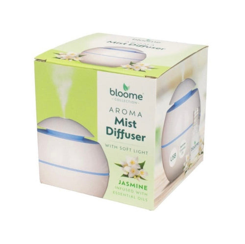 200mL Aroma Mist Diffuser with Soft Light Jasmine Fragrance Oil USB Round Essential Oil Diffuser Aromatherapy Humidifier 🇬🇧