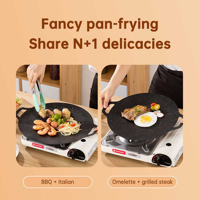 Outdoor Camping Domestic Barbecue Korean Style Round Portable General Purpose Fried Egg Pan 🇨🇳