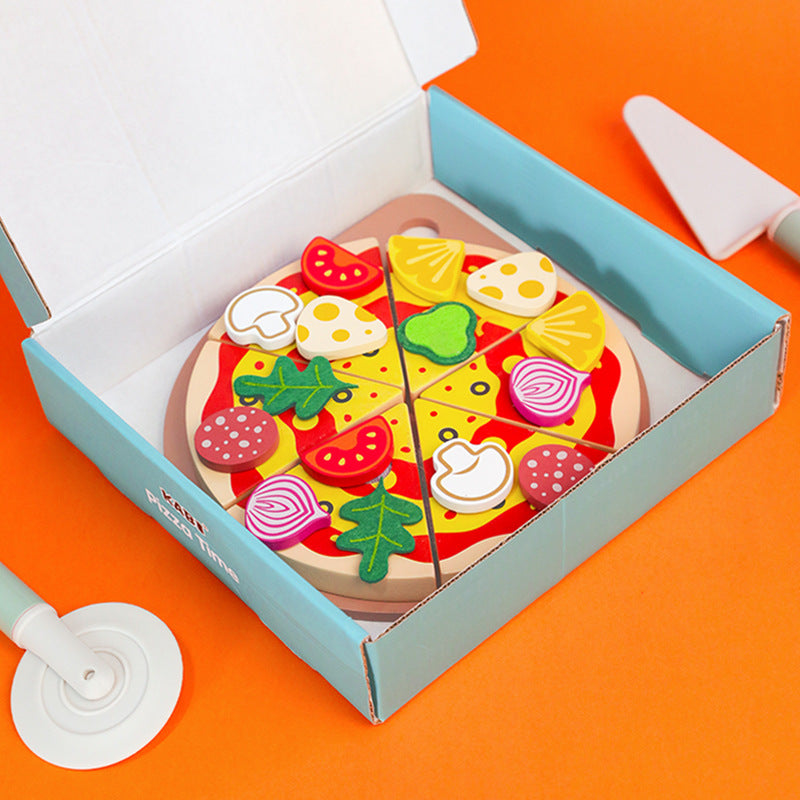 Children's early education puzzle play simulation pizza fruits and vegetables joyful role-playing kitchen wooden toys 🇨🇳