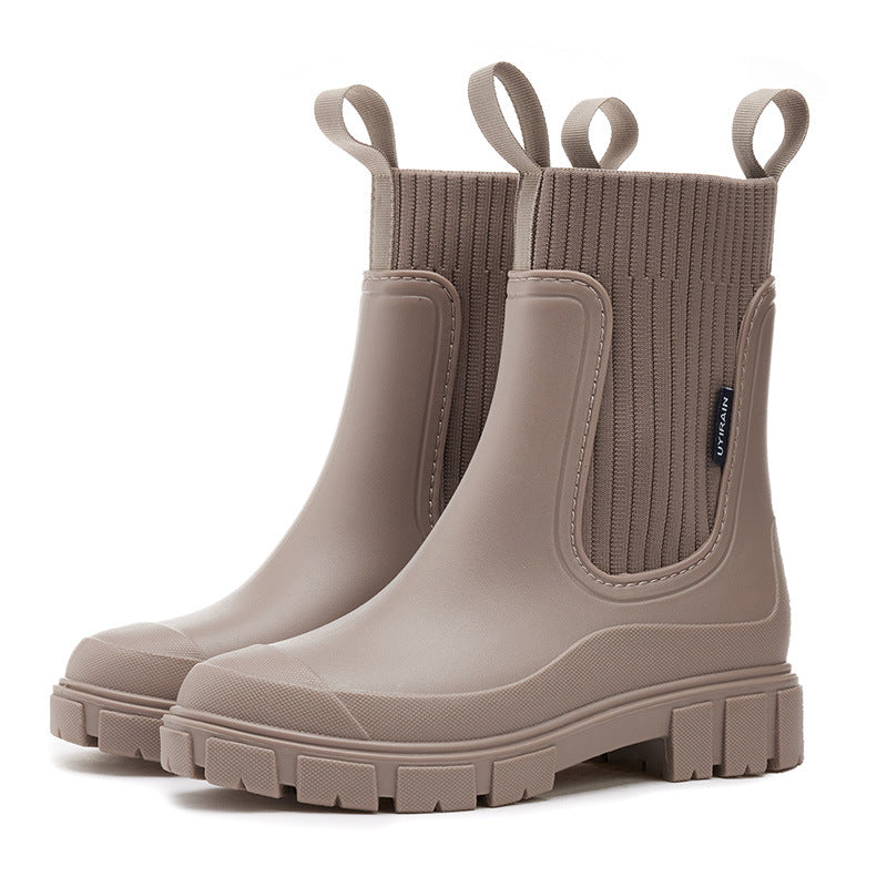 Elastic Mid-Calf Rain Boots, Durable Heeled (Waterproof Non-Slip) 🇨🇳
