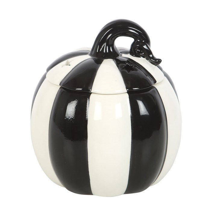Black and White Striped Pumpkin Oil Burner 🇬🇧