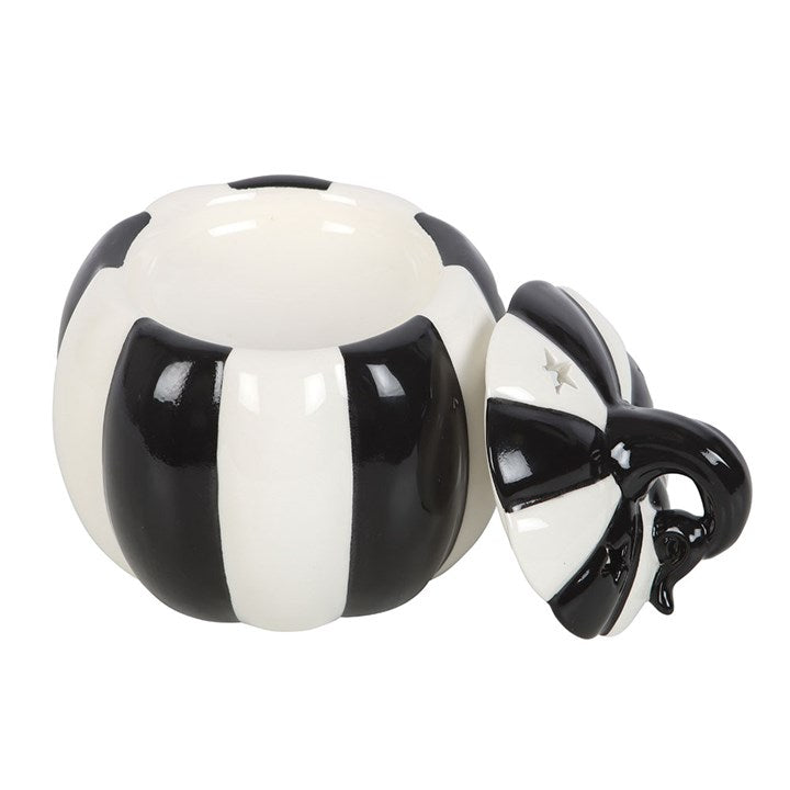 Black and White Striped Pumpkin Oil Burner 🇬🇧