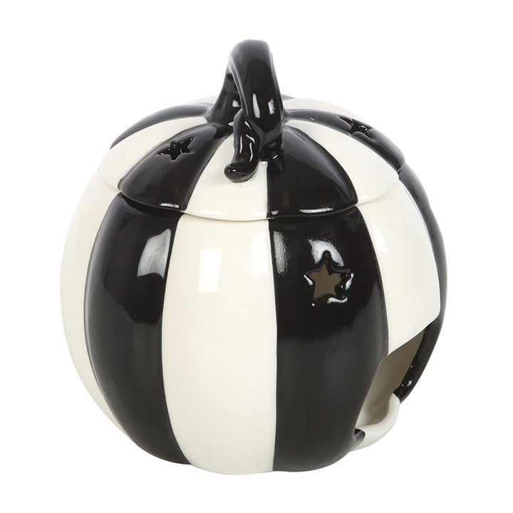 Black and White Striped Pumpkin Oil Burner 🇬🇧