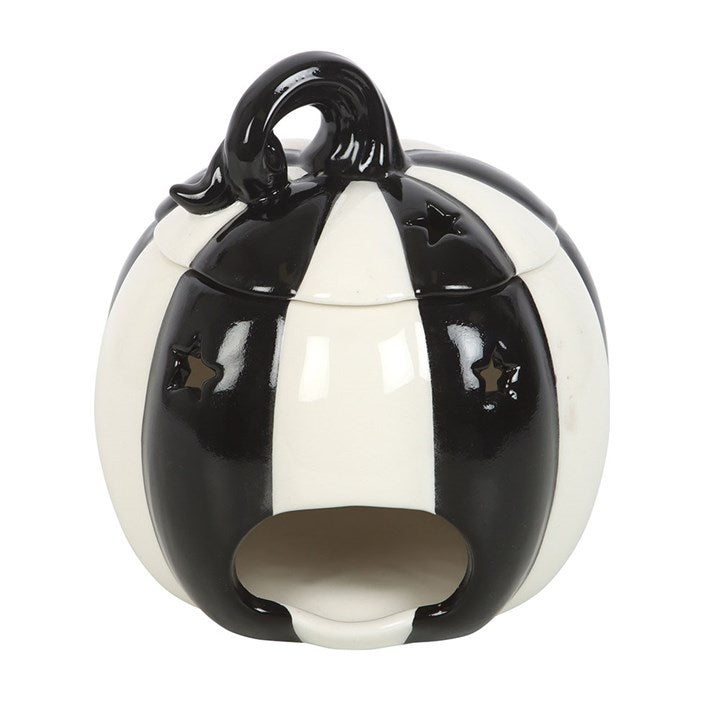 Black and White Striped Pumpkin Oil Burner 🇬🇧