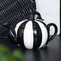 Black and White Striped Pumpkin Teapot 🇬🇧
