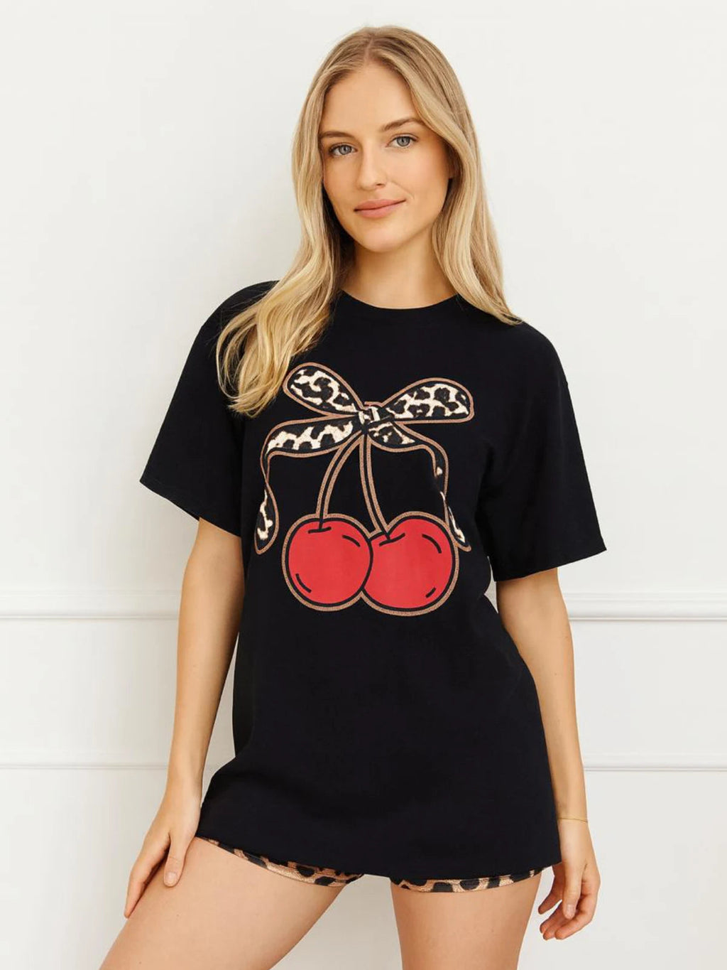 Ladies Bow Cherry Oversized T Shirt 🇬🇧