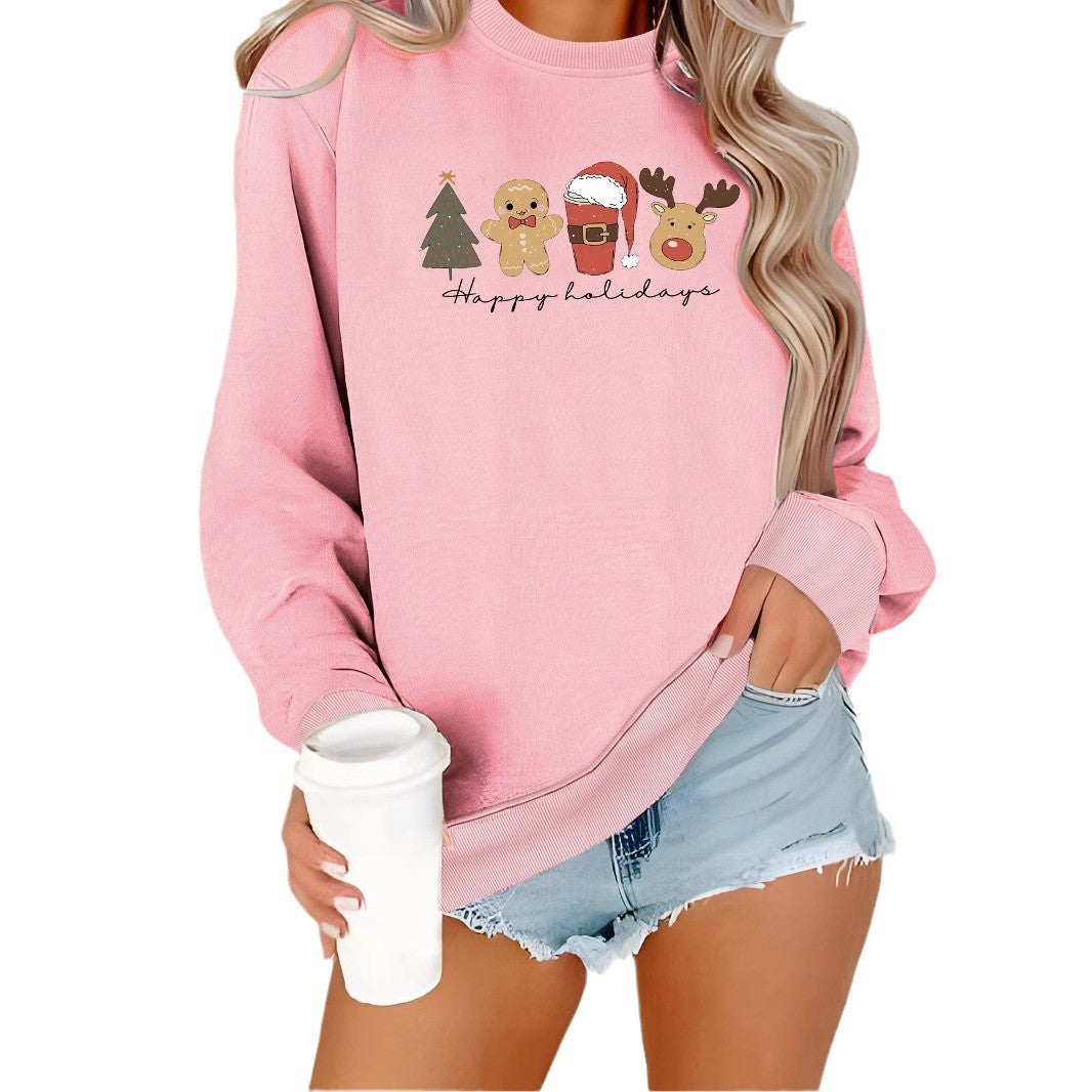 Christmas print hoodie round neck 🇨🇳