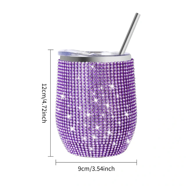 12oz Diamond Wine Tumbler With Sealed Lid 🇨🇳