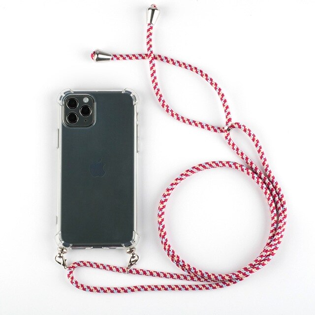 Phone Case For iPhone 11Pro 11 Pro Max Airbag Cover Silicone TPU Clear Case Coque With Lanyard Strap for iPhone 11 🇨🇳