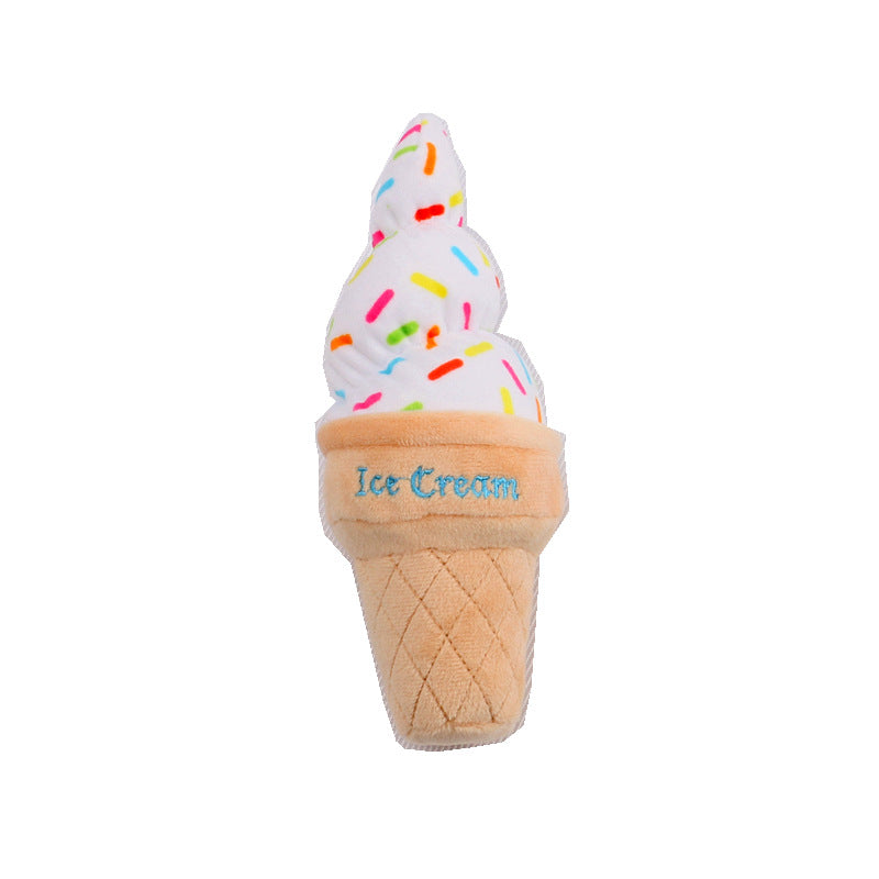 Pet Plush Toy Simulation Pizza Hamburger Steak Ice Cream French Fries Sound Dog Toy Pet Product 🇨🇳