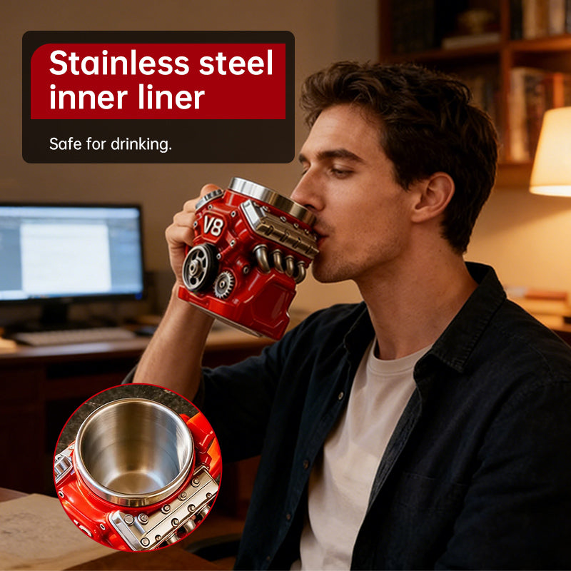 V8 Engine Mug | Stainless Steel Coffee Cup for Car Lovers 🇨🇳