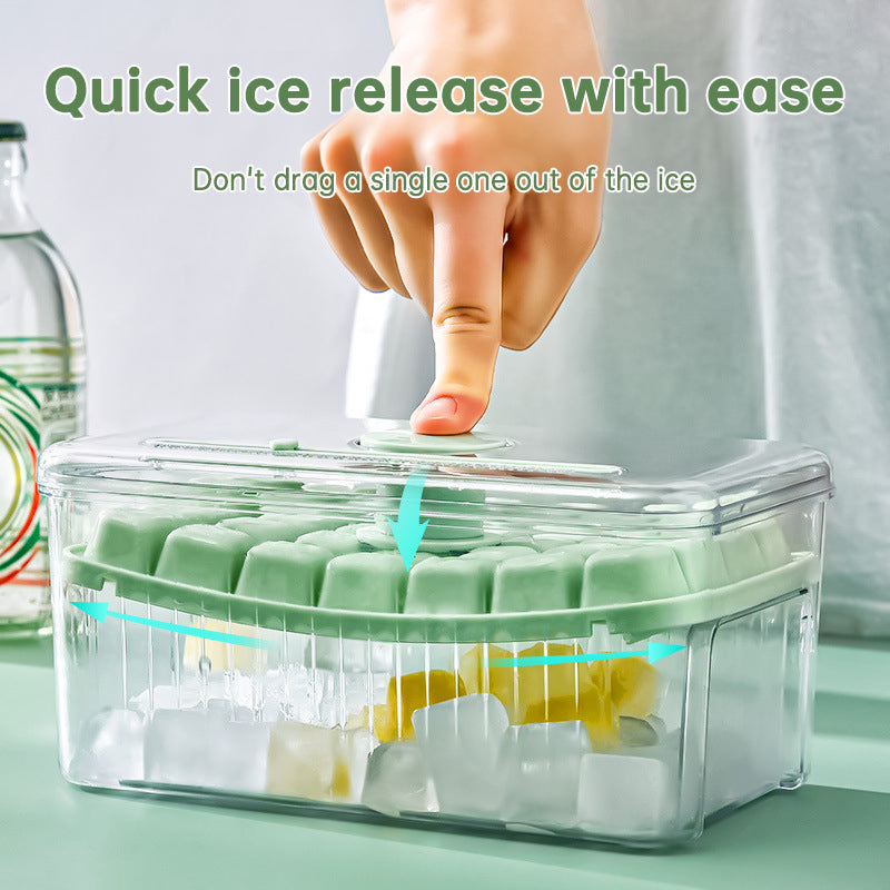 Press Type Ice Cube Box Refrigerator Artifact Silicone Mold With Cover Household Sealed Food Grade Ice Maker 🇨🇳