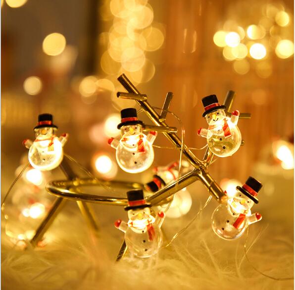 Snowman Christmas Tree LED Garland String Lights Snowflakes String Fairy Lights Hanging Ornaments 🇨🇳