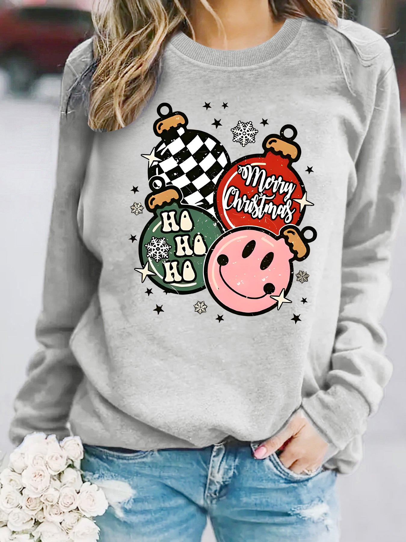 Christmas themed print sweatshirt 🇨🇳