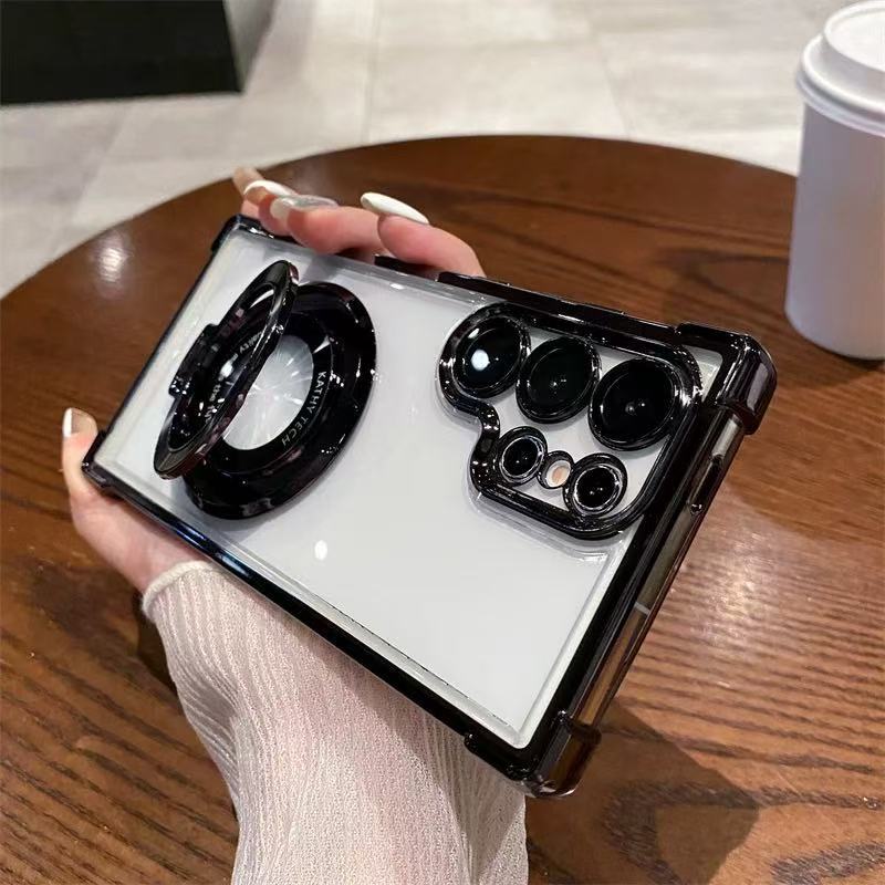 Suitable for Samsung S25 Ultra Phone Case with Air Cushion Shockproof Space Shell Magnetic Mount Bracket Note 20 Hard Case A55 🇨🇳