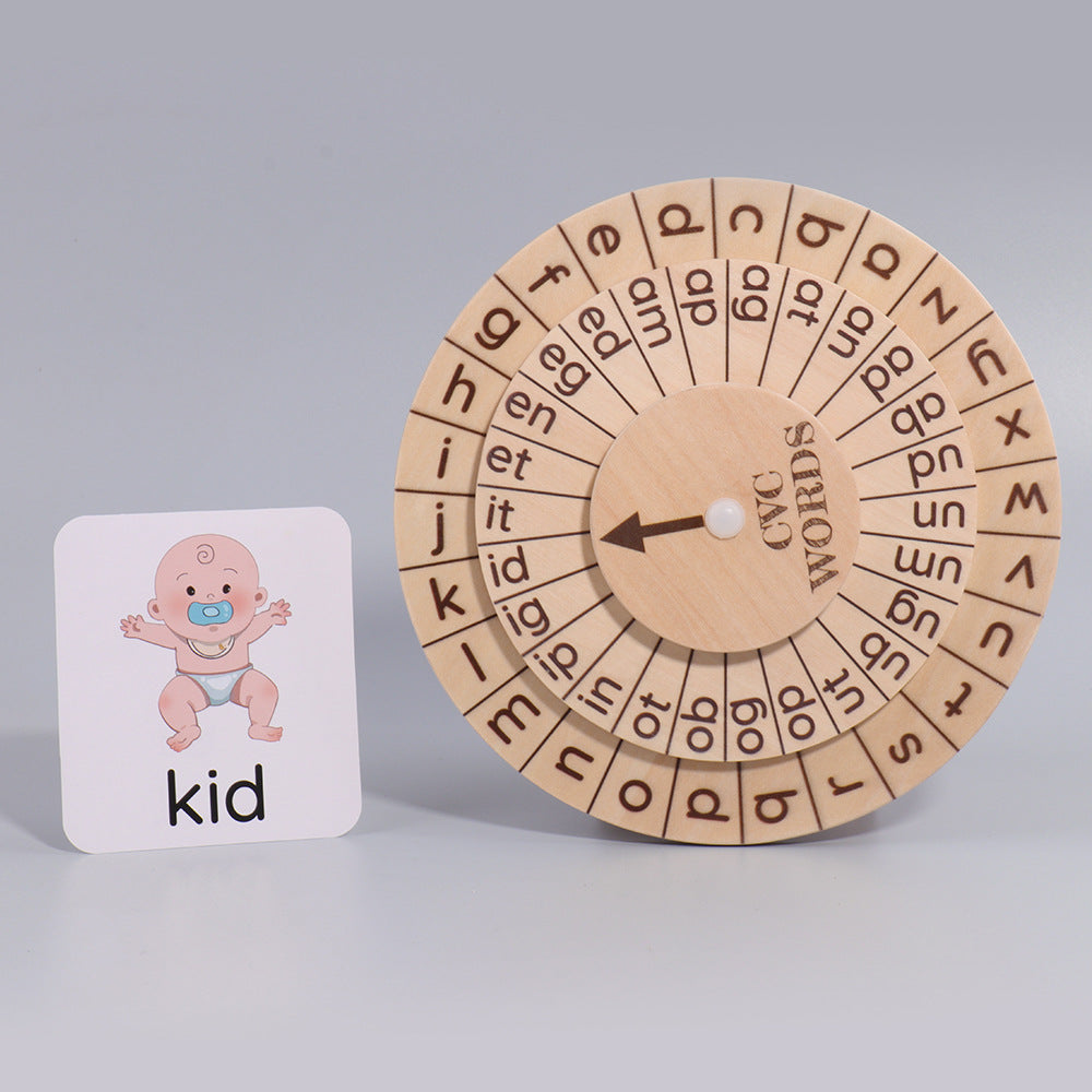 English spelling game natural phonics spinning wheel vowel recognition Montessori early education toys 🇨🇳