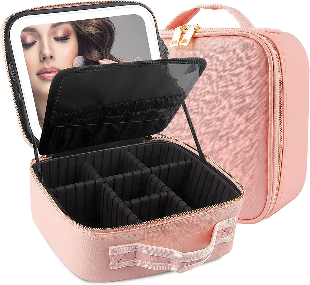 Large capacity LED mirror makeup bag 🇨🇳