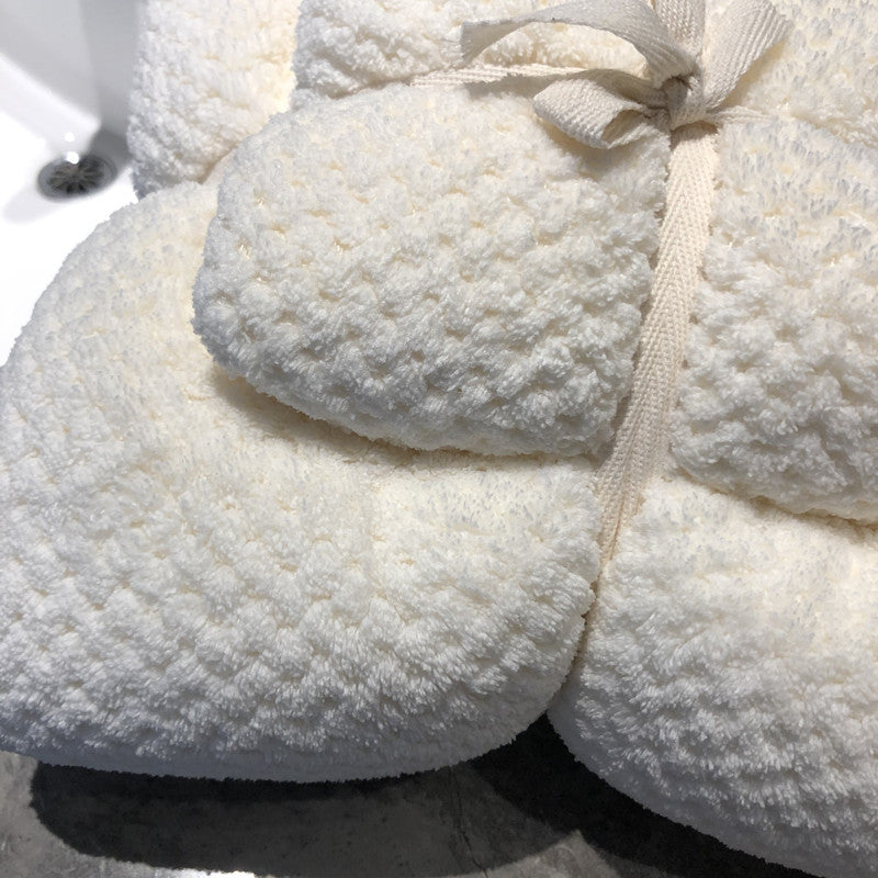 Coral Fleece Pineapple Grid Absorbent Towel Bath Towel Combination Set 🇨🇳