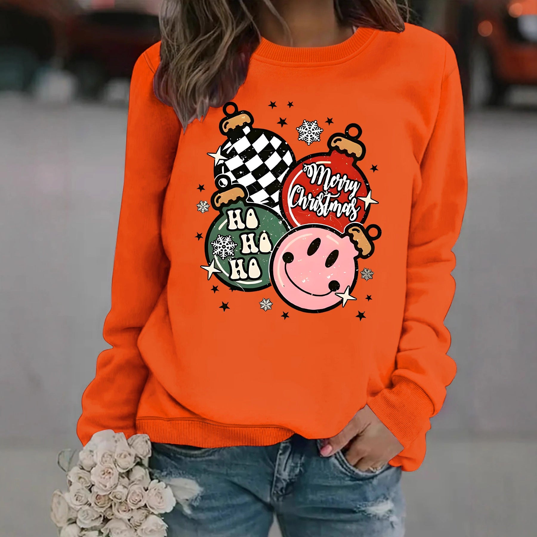 Christmas themed print sweatshirt 🇨🇳